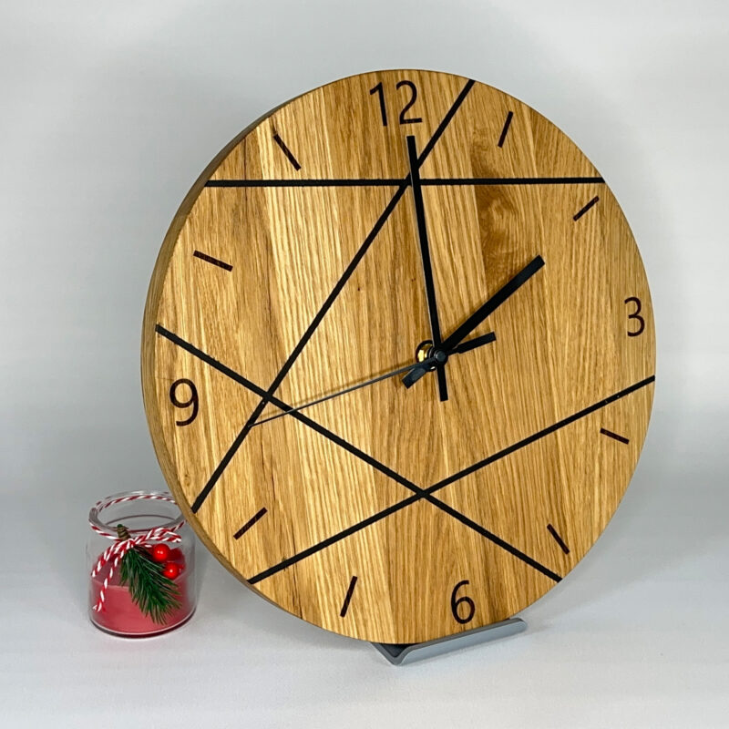 Wanduhr Eiche | Abstrakte Streifen